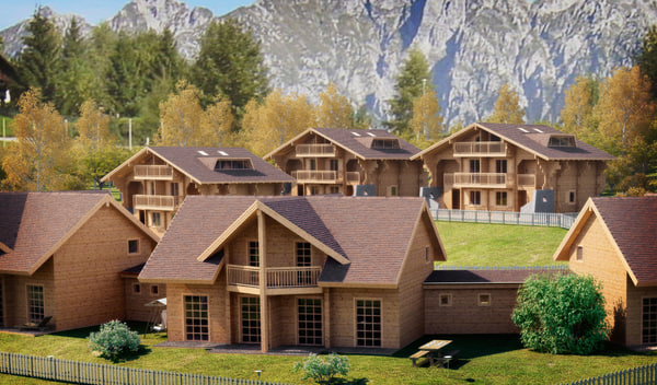 c4d log wooden house - Log House - Chamonix by GIOLETS